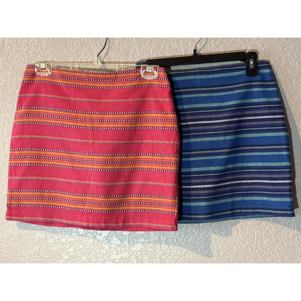 Gap Women's Striped Mini Skirts - Pink and Blue, Size 2